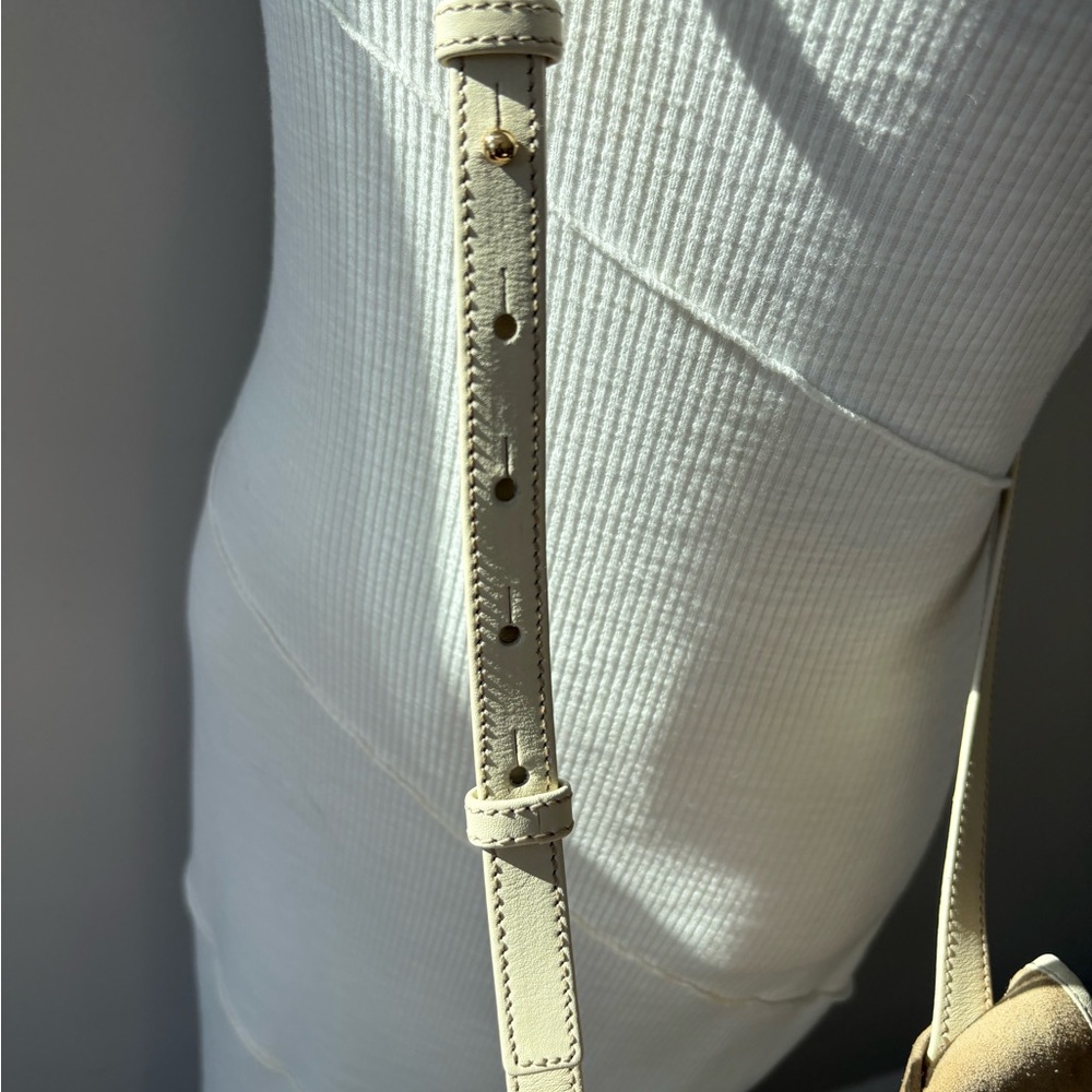 Loewe Suede and Leather Crossbody in tan and cream - Picture 7 of 15